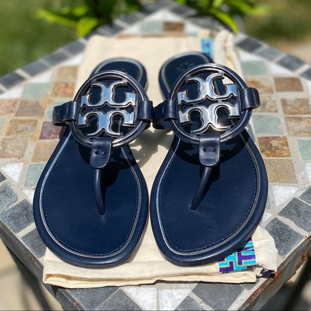 NWOB • Tory Burch Metal Miller Leather Sandals - Picture 2 of 16
